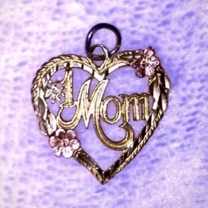 14K Gold & Rose Gold #1 Mom Heart Shape Pendant